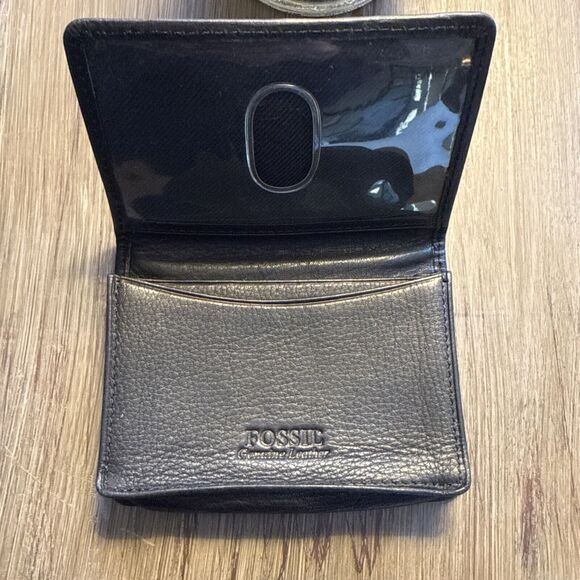 LEXUS Leather Wallet Business Card Holder By Fossil Black Credit Card Holder - Picture 11 of 12